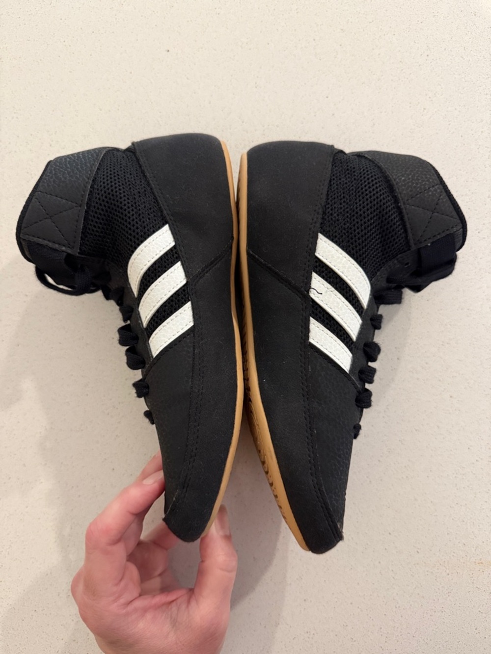 adidas Black Wrestling Shoes Youth Size 4 - Picture 3 of 8